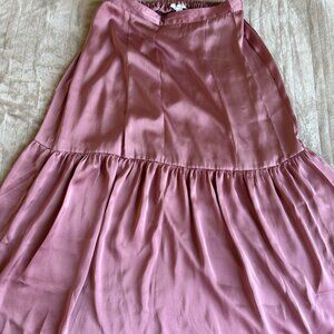 Topshop Maxi Pink Satin Tier Skirt